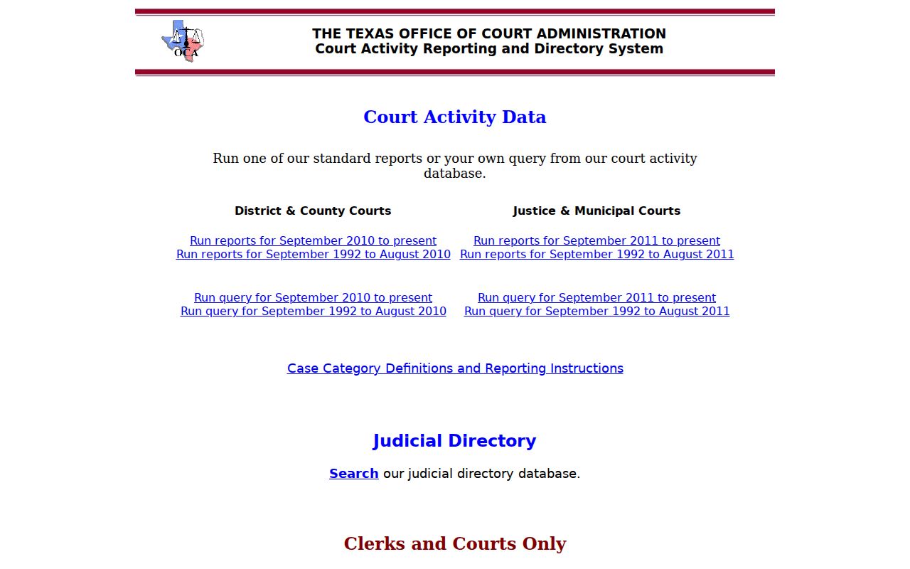 Pecos County civil court docket OCA activity system
