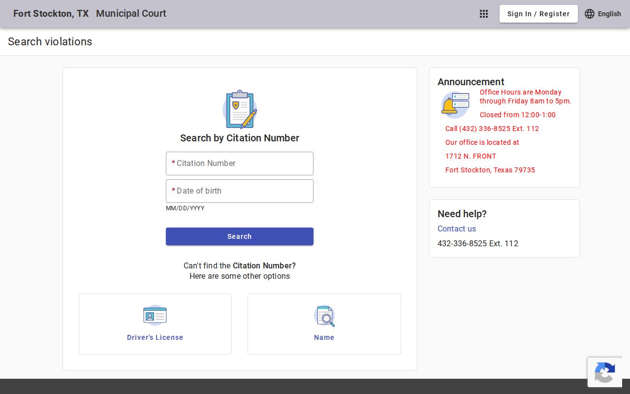 Fort Stockton court records municipal citation search