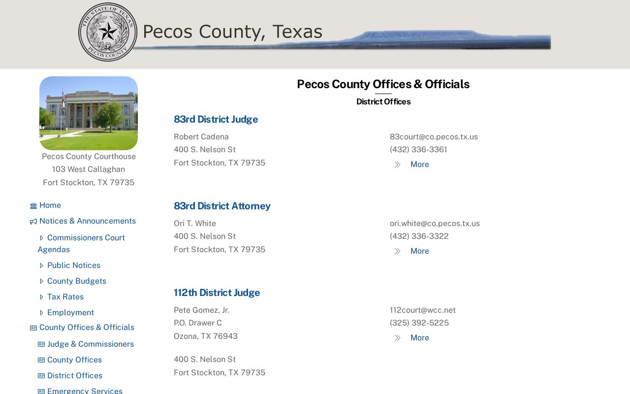 Pecos County court docket directory for the 83rd and 112th District Courts